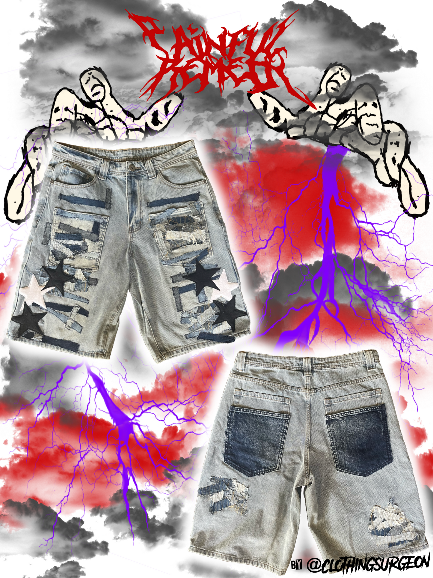 Y2K Grunge Star Jorts