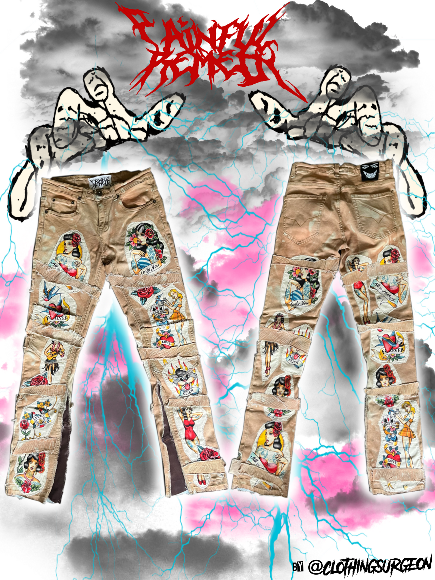 AHN Print Skinny Flares