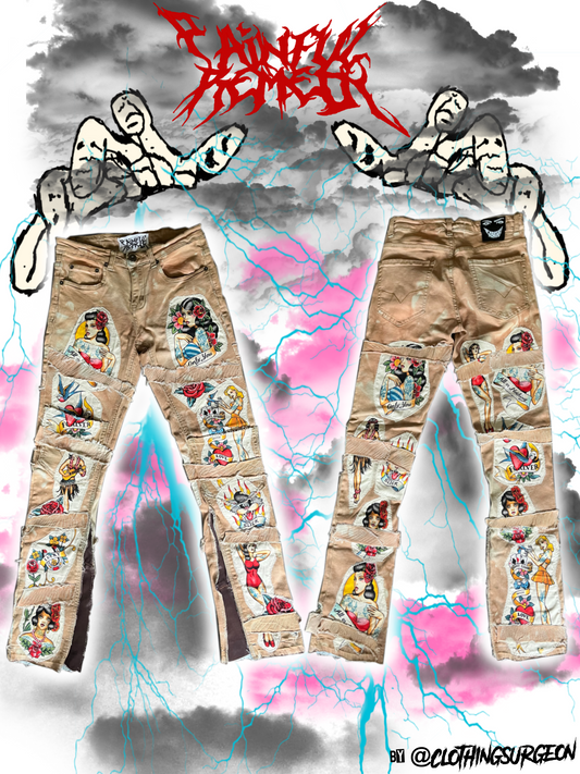 AHN Print Skinny Flares