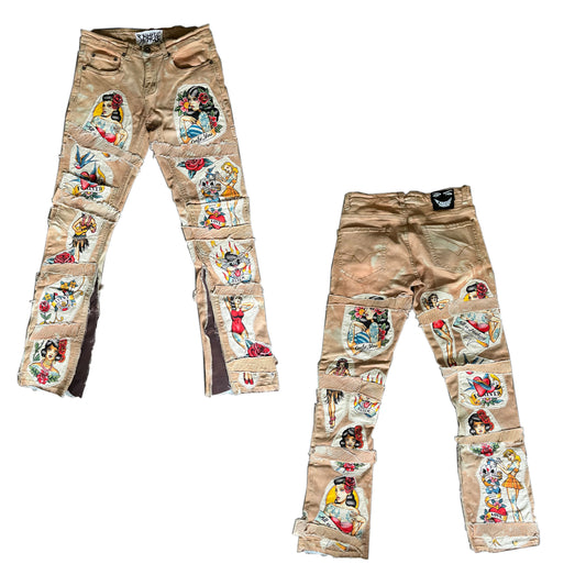 AHN Print Skinny Flares